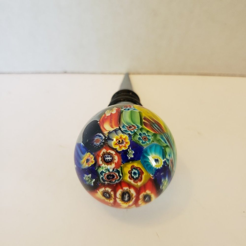 Vintage Millefiori Art Glass Wine Bottle Stopper